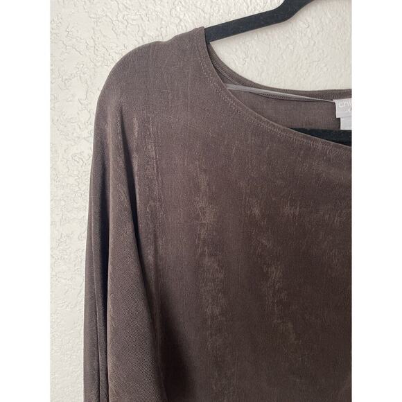 Chico's Travelers Womens Top Size 2 US 12/14 Brown Slinky Work Wear Pullover NEW - Picture 3 of 9
